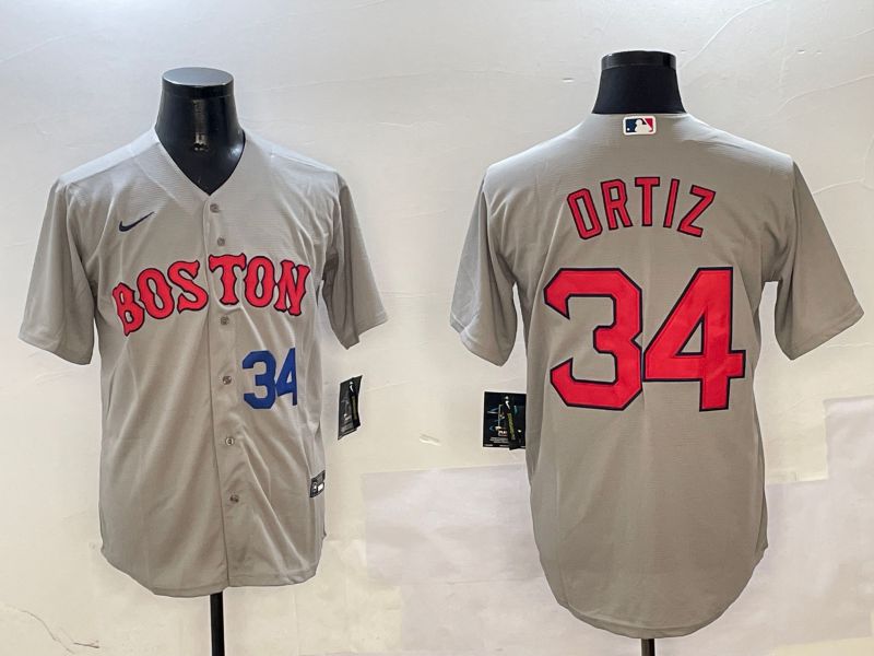 Men Boston Red Sox #34 Ortiz Grey Game 2025 Nike MLB Jersey style 4->boston red sox->MLB Jersey